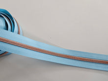 Load image into Gallery viewer, Sky Blue Zipper Tape with Rose Gold Teeth - No. 5