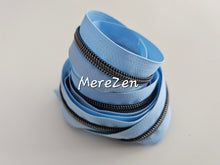 Load image into Gallery viewer, Baby Blue Zipper Tape with Gunmetal teeth - No. 5