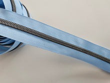Load image into Gallery viewer, Baby Blue Zipper Tape with Gunmetal teeth - No. 5