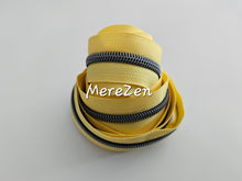 Load image into Gallery viewer, Light Yellow Zipper Tape with Gunmetal teeth - No. 5