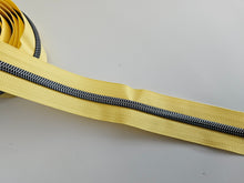 Load image into Gallery viewer, Light Yellow Zipper Tape with Gunmetal teeth - No. 5