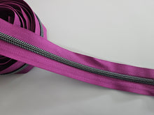 Load image into Gallery viewer, Plum Purple Zipper Tape with Gunmetal teeth - No. 5
