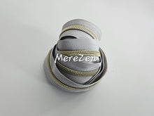 Load image into Gallery viewer, Light Grey Zipper Tape with Light Gold Teeth - No. 5