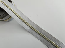 Load image into Gallery viewer, Light Grey Zipper Tape with Light Gold Teeth - No. 5