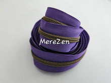 Load image into Gallery viewer, Purple Zipper Tape with Antique Bronze teeth - No. 5