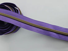 Load image into Gallery viewer, Purple Zipper Tape with Antique Bronze teeth - No. 5