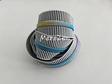 Load image into Gallery viewer, Black & White Stripe Zipper Tape with Rainbow Teeth - No. 5