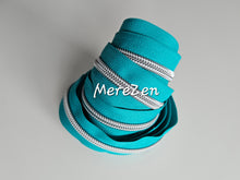 Load image into Gallery viewer, Dark Tiffany Blue Zipper Tape with Silver teeth - No. 5