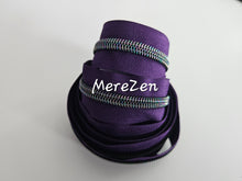 Load image into Gallery viewer, Dark Purple Zipper Tape with Iridescent Teeth - No. 5