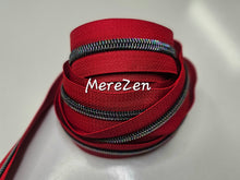Load image into Gallery viewer, Red Zipper Tape with iridescent teeth - No. 5