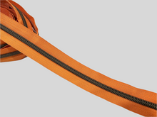 Load image into Gallery viewer, Orange Zipper Tape with Antique Bronze Teeth - No.5