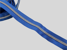 Load image into Gallery viewer, Blue Zipper Tape with Silver teeth - No. 5