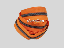 Load image into Gallery viewer, Orange Zipper Tape with Gunmetal Teeth - No.5