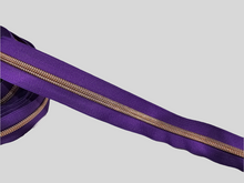 Load image into Gallery viewer, Violet Zipper Tape with Rose Gold Teeth - No.5