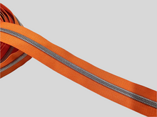 Load image into Gallery viewer, Orange Zipper Tape with Silver Teeth - No.5