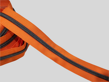 Load image into Gallery viewer, Orange Zipper Tape with Gunmetal Teeth - No.5