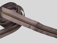 Load image into Gallery viewer, Mocha Beige Zipper Tape with Antique Bronze teeth - No. 5