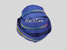 Load image into Gallery viewer, Persian Blue Zipper Tape with Rainbow Teeth - No. 5