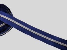 Load image into Gallery viewer, Dark Blue Zipper Tape with Silver teeth - No. 5