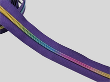 Load image into Gallery viewer, Purple Zipper Tape with Rainbow Teeth - No. 5
