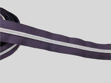 Load image into Gallery viewer, Purple Grey Zipper Tape with Silver teeth - No. 5