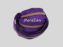 Load image into Gallery viewer, Violet Zipper Tape with Rose Gold Teeth - No.5