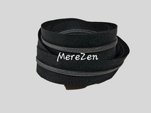 Load image into Gallery viewer, Black Zipper Tape with Gunmetal Teeth - No. 3