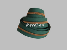 Load image into Gallery viewer, Forest Green Zipper Tape with Antique Bronze teeth - No. 5