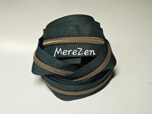 Load image into Gallery viewer, Dark Green Zipper Tape with Antique Bronze teeth - No. 5