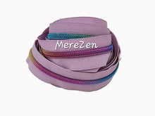 Load image into Gallery viewer, Soft Lilac Zipper Tape with Rainbow Teeth - No. 5