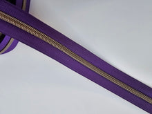 Load image into Gallery viewer, Dark Purple Zipper Tape with Antique Bronze teeth - No. 5