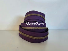 Load image into Gallery viewer, Dark Purple Zipper Tape with Antique Bronze teeth - No. 5