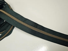 Load image into Gallery viewer, Dark Green Zipper Tape with Antique Bronze teeth - No. 5
