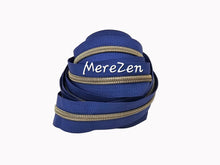 Load image into Gallery viewer, Persian Blue Zipper Tape with Bronze Gold teeth - No. 5
