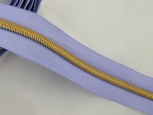 Load image into Gallery viewer, Soft Lavender Zipper Tape with Bright Gold Teeth - No. 5