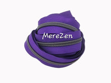 Load image into Gallery viewer, Bright Purple Zipper Tape with Gunmetal Teeth - No. 5
