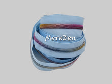 Load image into Gallery viewer, Baby Blue Zipper Tape with Rainbow Teeth - No. 5