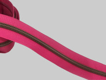 Load image into Gallery viewer, Deep Pink Zipper Tape with Antique Bronze teeth - No. 5