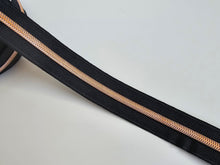 Load image into Gallery viewer, Black Zipper Tape with Rose Gold Teeth - No. 5