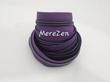 Load image into Gallery viewer, Dark Purple Zipper Tape with Gunmetal Teeth - No. 5