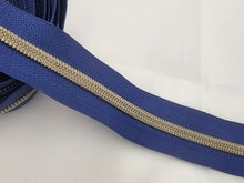 Load image into Gallery viewer, Persian Blue Zipper Tape with Bronze Gold teeth - No. 5
