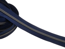 Load image into Gallery viewer, Navy Zipper Tape with Gunmetal teeth - No. 5