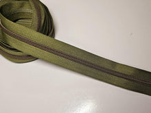 Load image into Gallery viewer, Olive Zipper Tape with Antique Bronze teeth - No. 5