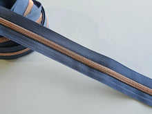 Load image into Gallery viewer, Slate Grey Zipper Tape with Rose Gold teeth - No. 5
