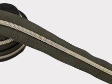 Load image into Gallery viewer, Dark Olive Tape with Light Gold Teeth - No. 5