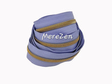 Load image into Gallery viewer, Soft Lavender Zipper Tape with Bright Gold Teeth - No. 5