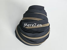 Load image into Gallery viewer, Black Zipper Tape with Antique Bronze Teeth - No. 5