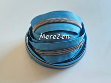 Load image into Gallery viewer, Blue Zipper Tape with Gunmetal teeth - No. 5