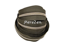 Load image into Gallery viewer, Dark Moss Green Tape with Light Gold Teeth - No. 5