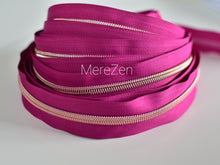 Load image into Gallery viewer, Plum Zipper tape with Rose Gold teeth - No. 5